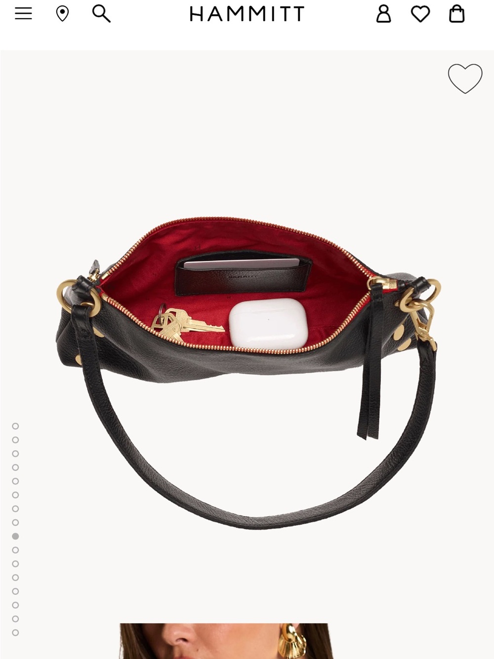 Hammitt Black Leather Crossbody with Red Zip and Gold Hardware - Picture 5 of 6